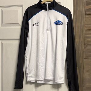 Subaru Branded White & Black Quarter-Zip Long Sleeve Pullover